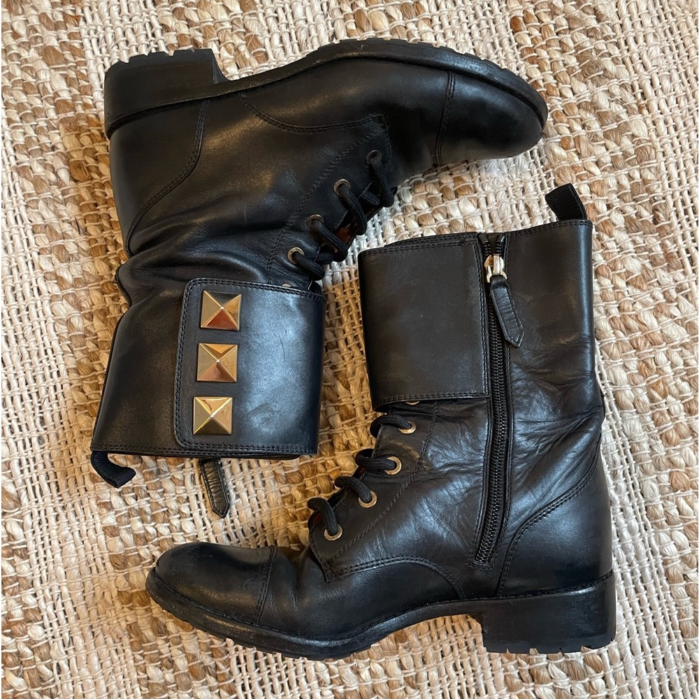 Valentino Black Studded Accent Combat Boots